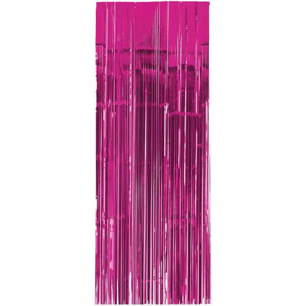 Bright Pink Metallic Curtain 8ft Decorations - Party Centre - Party Centre
