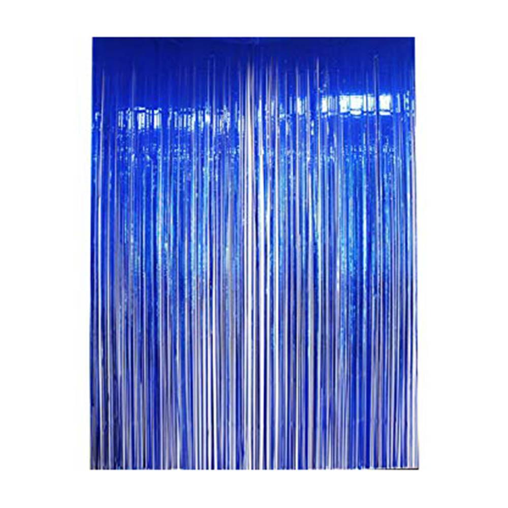 Bright Royal Blue Metallic Curtain 8ft Decorations - Party Centre - Party Centre