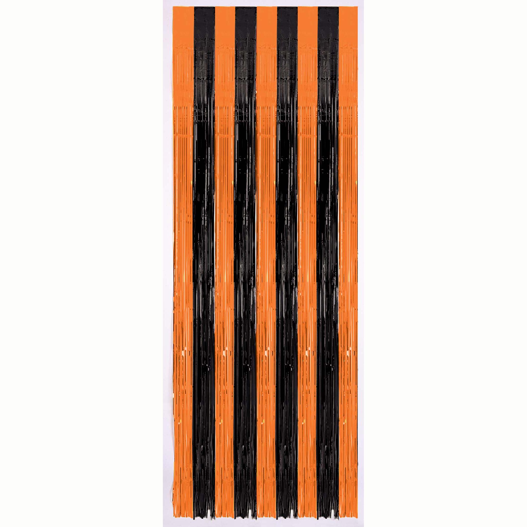 Orange/Black Plastic Door Curtain 8ft Decorations - Party Centre - Party Centre