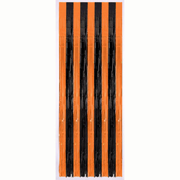 Orange/Black Plastic Door Curtain 8ft Decorations - Party Centre - Party Centre