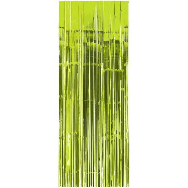 Kiwi Green  Metallic Curtain 8ft Decorations - Party Centre