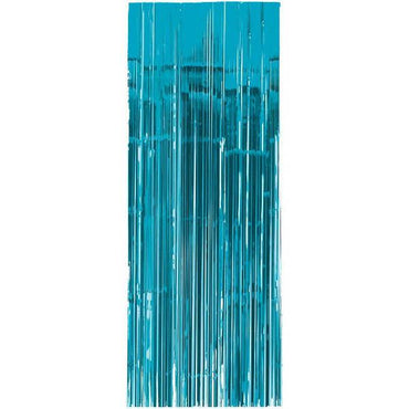 Caribbean Blue Metallic Curtain 8ft X 3ft Decorations - Party Centre - Party Centre