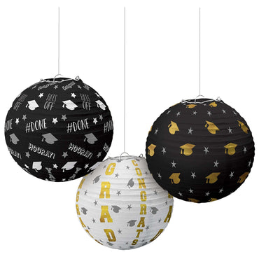Grad Hot Stamped Paper Lantern 3pcs Decorations - Party Centre - Party Centre
