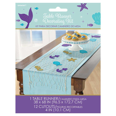 Mermaid Wishes Fishnet Table Runner Printed Tableware - Party Centre - Party Centre