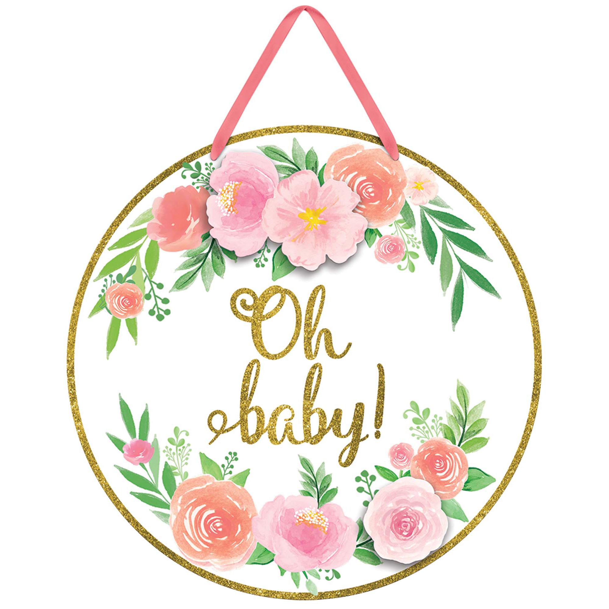 Floral Baby Cardboard Sign Decoration Decorations - Party Centre - Party Centre