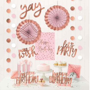 Blush Birthday Room Decorating Kit - Party Centre