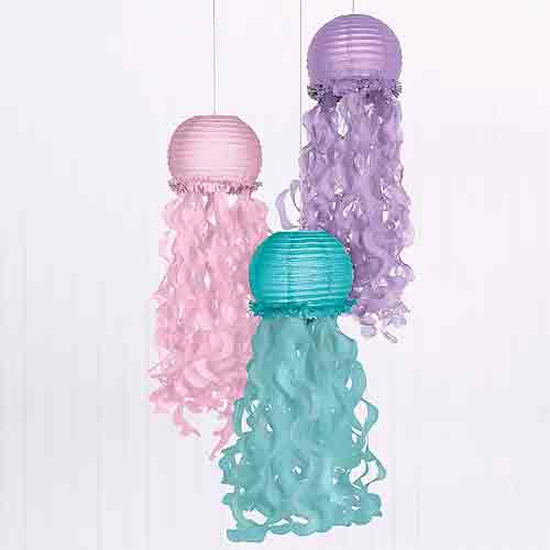 Shimmering Mermaids Jellyfish Paper Lanterns, 3pcs - Party Centre