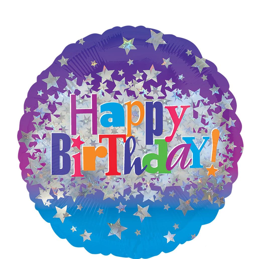Happy Birthday Bright Stars Foil Balloon 18in Balloons & Streamers - Party Centre - Party Centre
