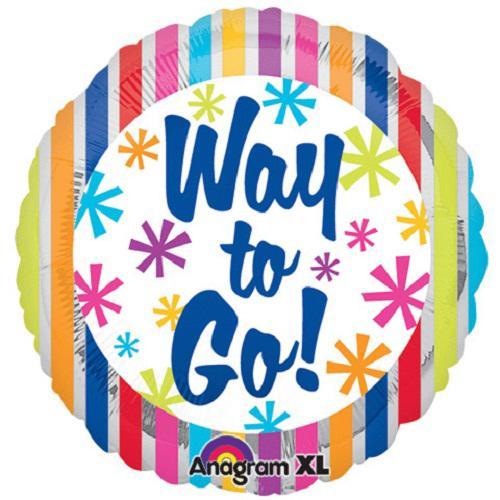 Way To Go Stripes Foil Balloon 18in Balloons & Streamers - Party Centre - Party Centre