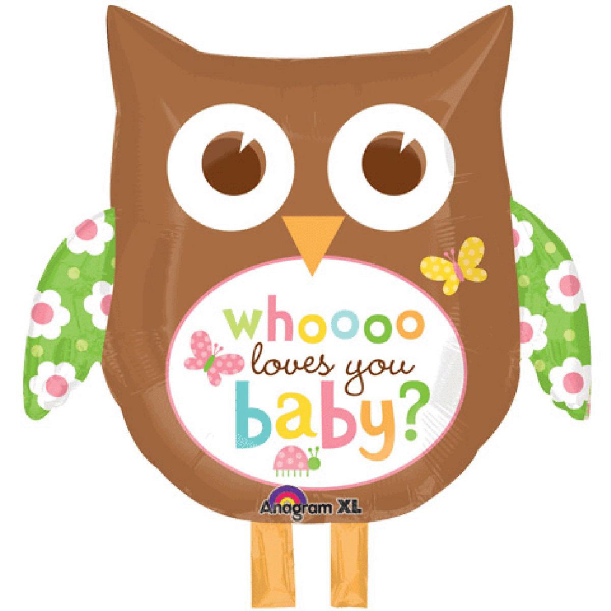 Whooo Loves You Baby Owl Foil Balloon 26 x 27in Balloons & Streamers - Party Centre - Party Centre