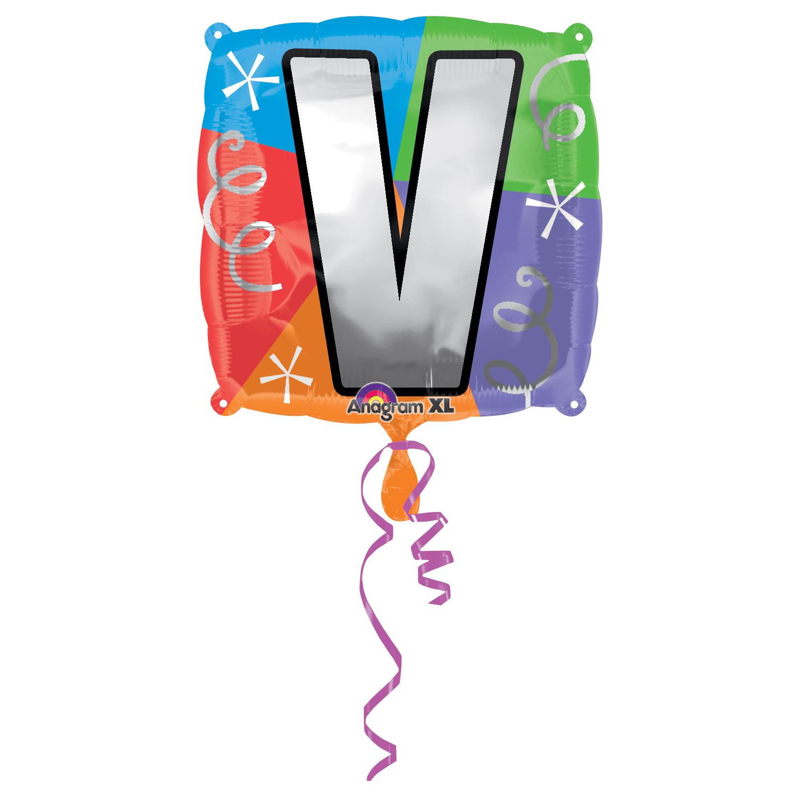 Letter V Square Foil Balloon 45cm Balloons & Streamers - Party Centre - Party Centre