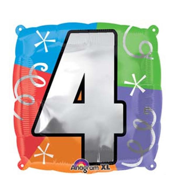 Number 4 Square Foil Balloon 45cm Balloons & Streamers - Party Centre - Party Centre