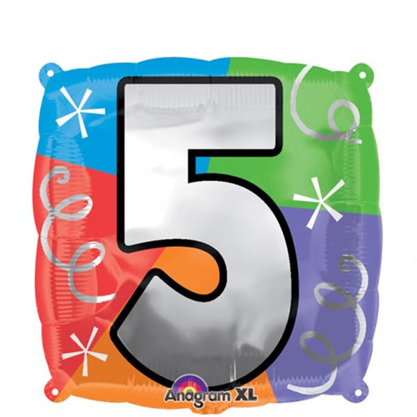 Number 5 Square Foil Balloon 45cm Balloons & Streamers - Party Centre - Party Centre