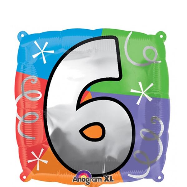 Number 6 Square Foil Balloon 45cm Balloons & Streamers - Party Centre - Party Centre
