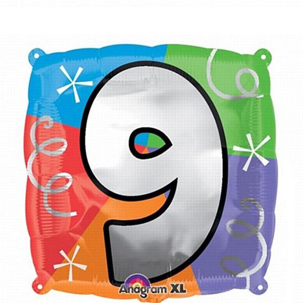 Number 9 Square Foil Balloon 45cm Balloons & Streamers - Party Centre - Party Centre