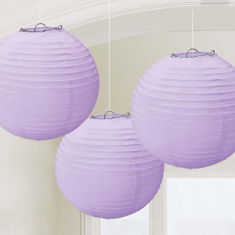 Lilac Paper Lanterns 3pcs Decorations - Party Centre