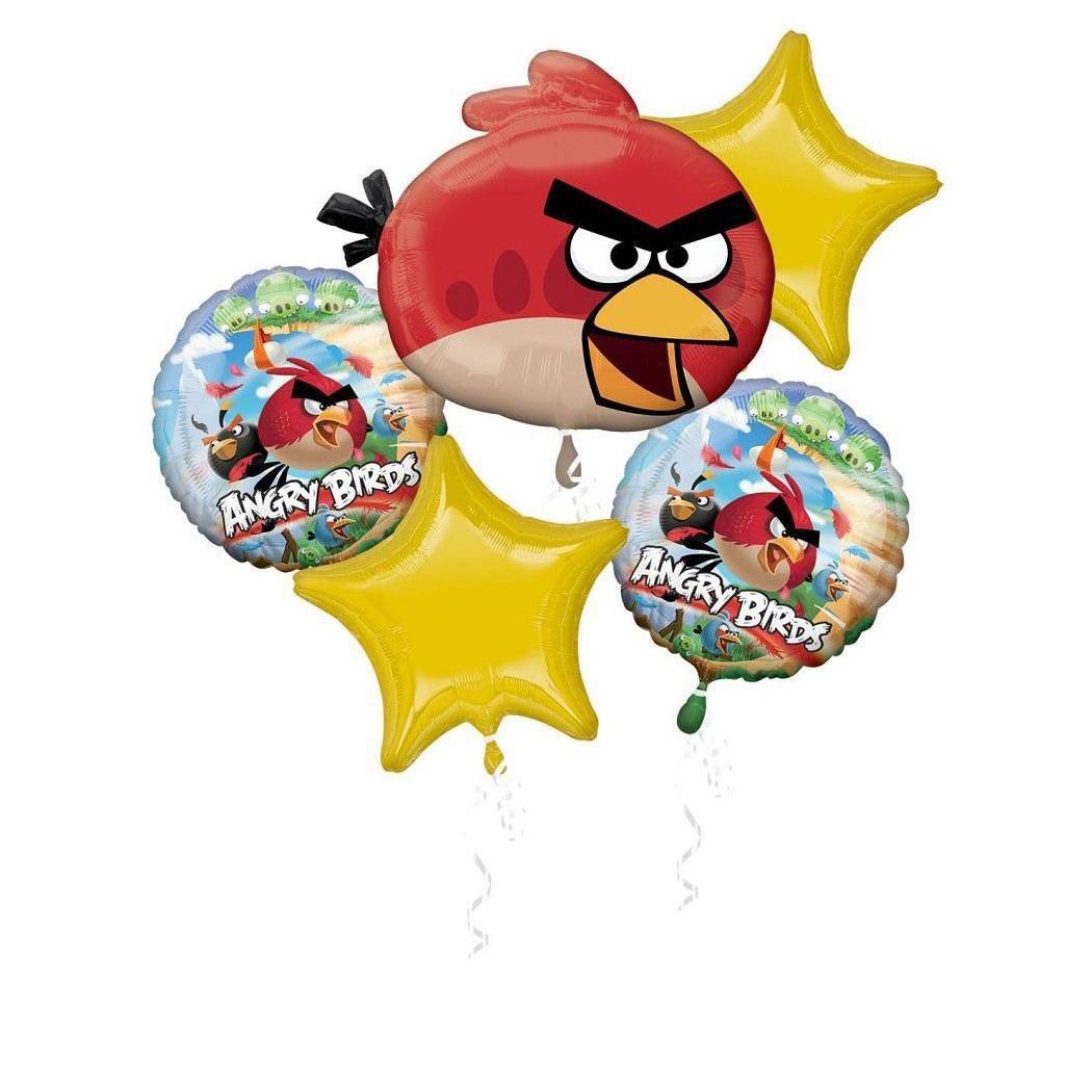 Angry Birds Balloon Bouquet 5pcs Balloons & Streamers - Party Centre - Party Centre