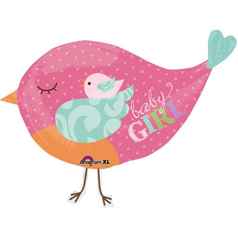 Tweet Baby Girl Bird Foil Balloon 33 x 26in Balloons & Streamers - Party Centre