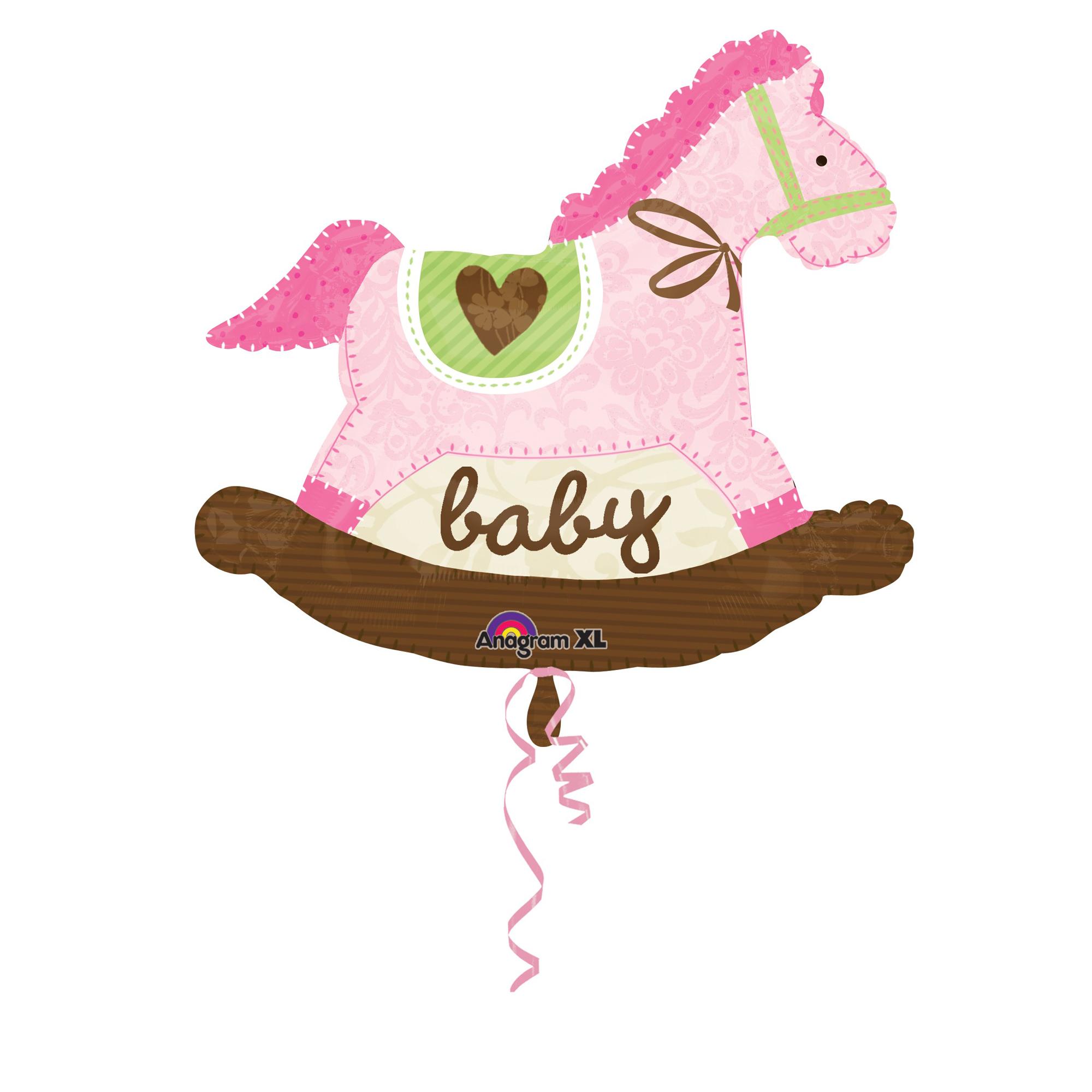 Baby Pink Rocking Horse Foil Balloon 29 x 26in Balloons & Streamers - Party Centre - Party Centre
