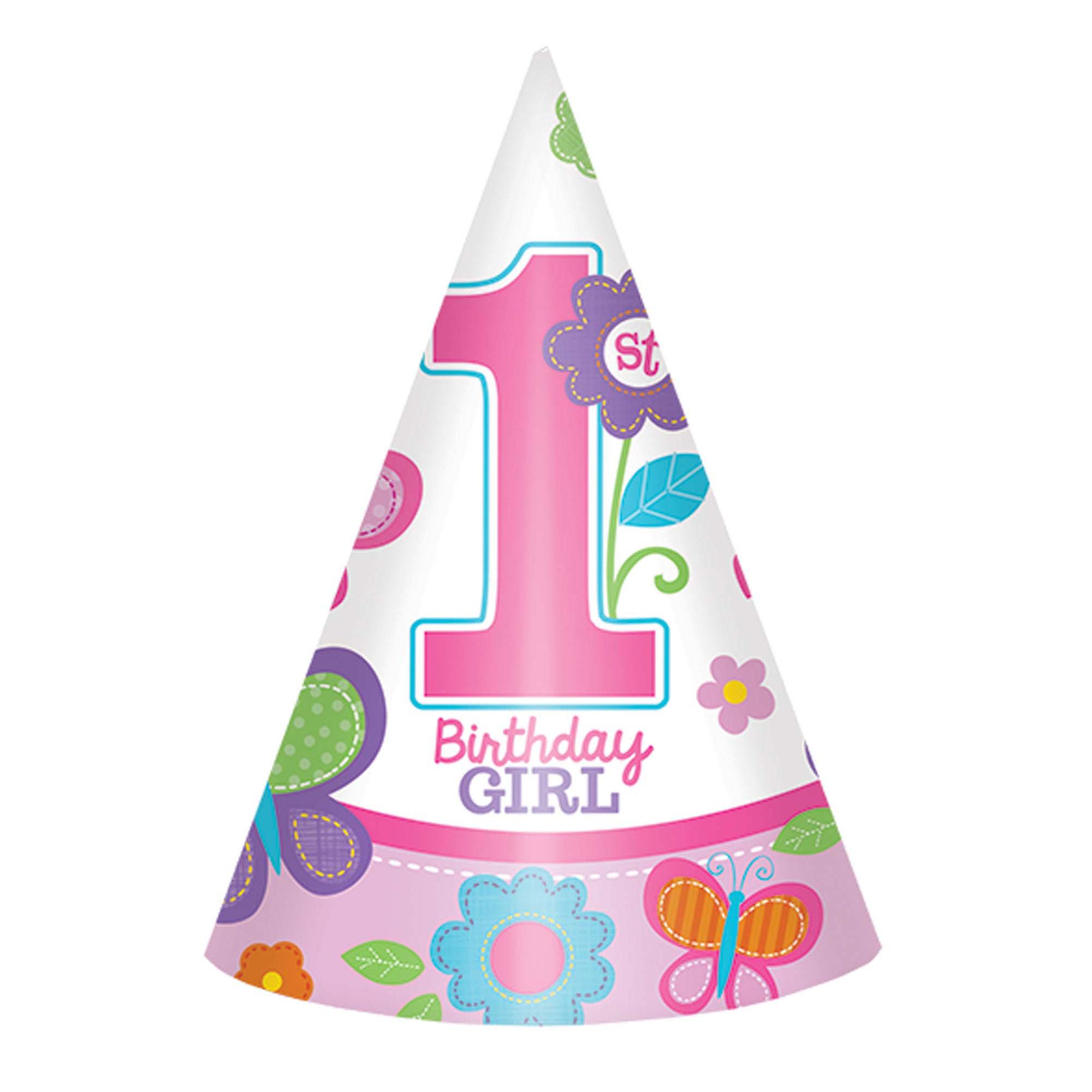 Sweet Birthday Girl Paper Cone Hats 8pcs Party Accessories - Party Centre - Party Centre