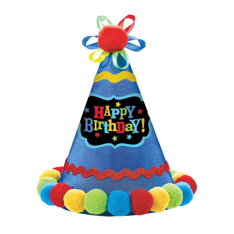 Birthday Brights Paper & Fabric Cone Hat Party Accessories - Party Centre