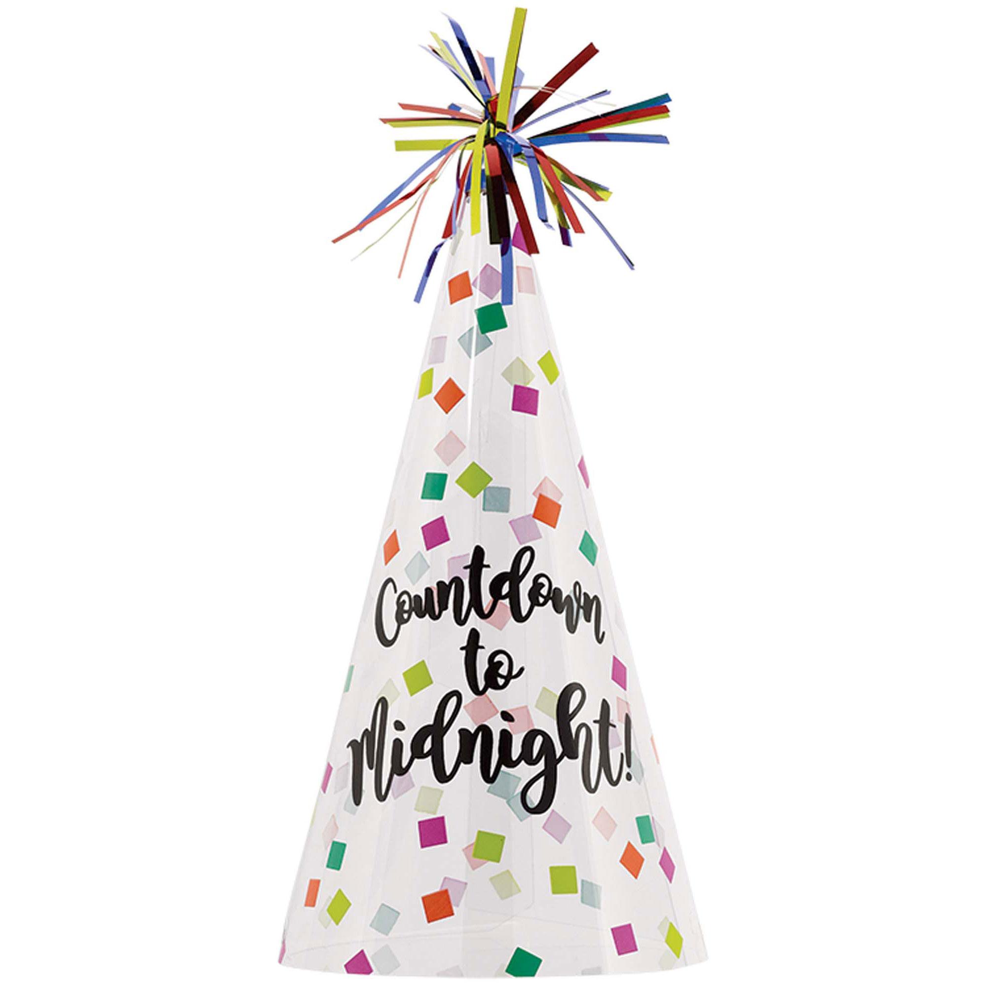 New Year's Cone Hat Plastic w/ Foil Fringe-Jewel Tones 9in Party Accessories - Party Centre - Party Centre