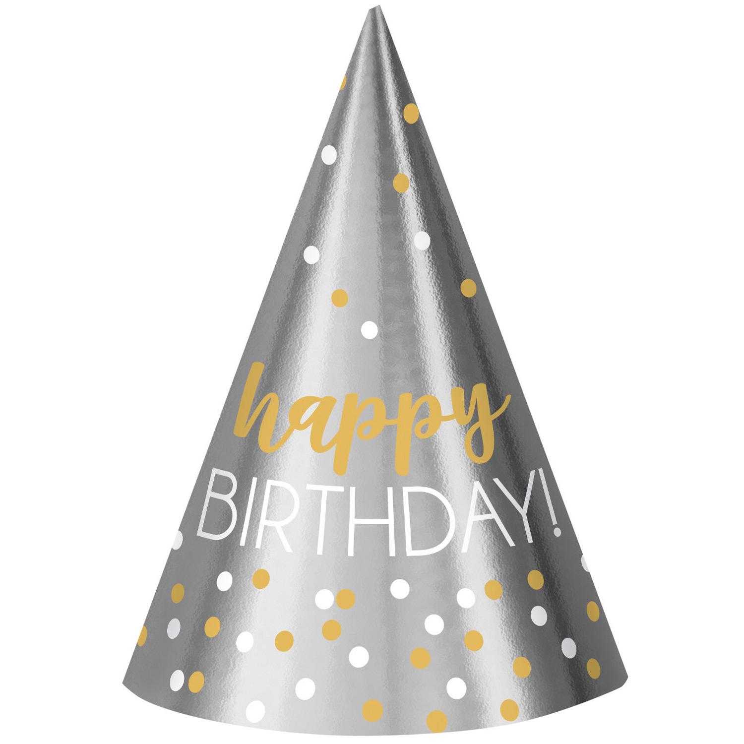 Silver & Gold Foil Party Cone Hats 7in, 12in Costumes & Apparel - Party Centre - Party Centre
