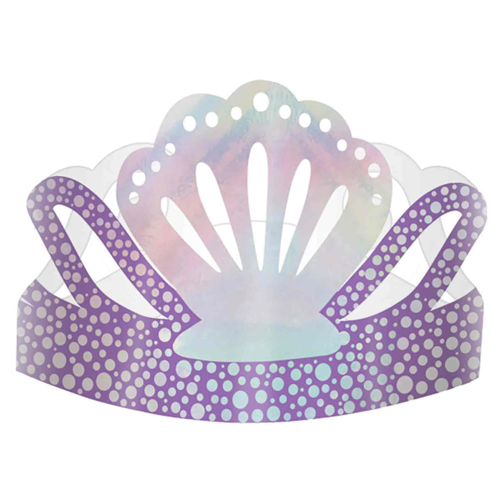Shimmering Mermaid Foil Paper Crowns, 8pcs - Party Centre