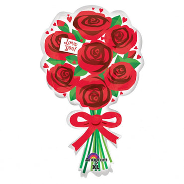 Love You Red Roses Supershape Balloon 30in Balloons & Streamers - Party Centre - Party Centre