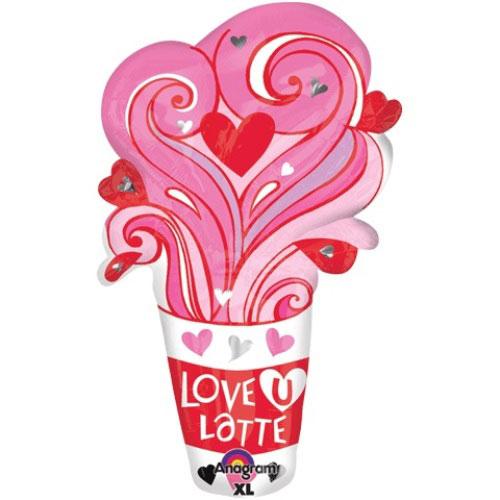 Love U Latte Foil Balloon 22 x 35in Balloons & Streamers - Party Centre - Party Centre