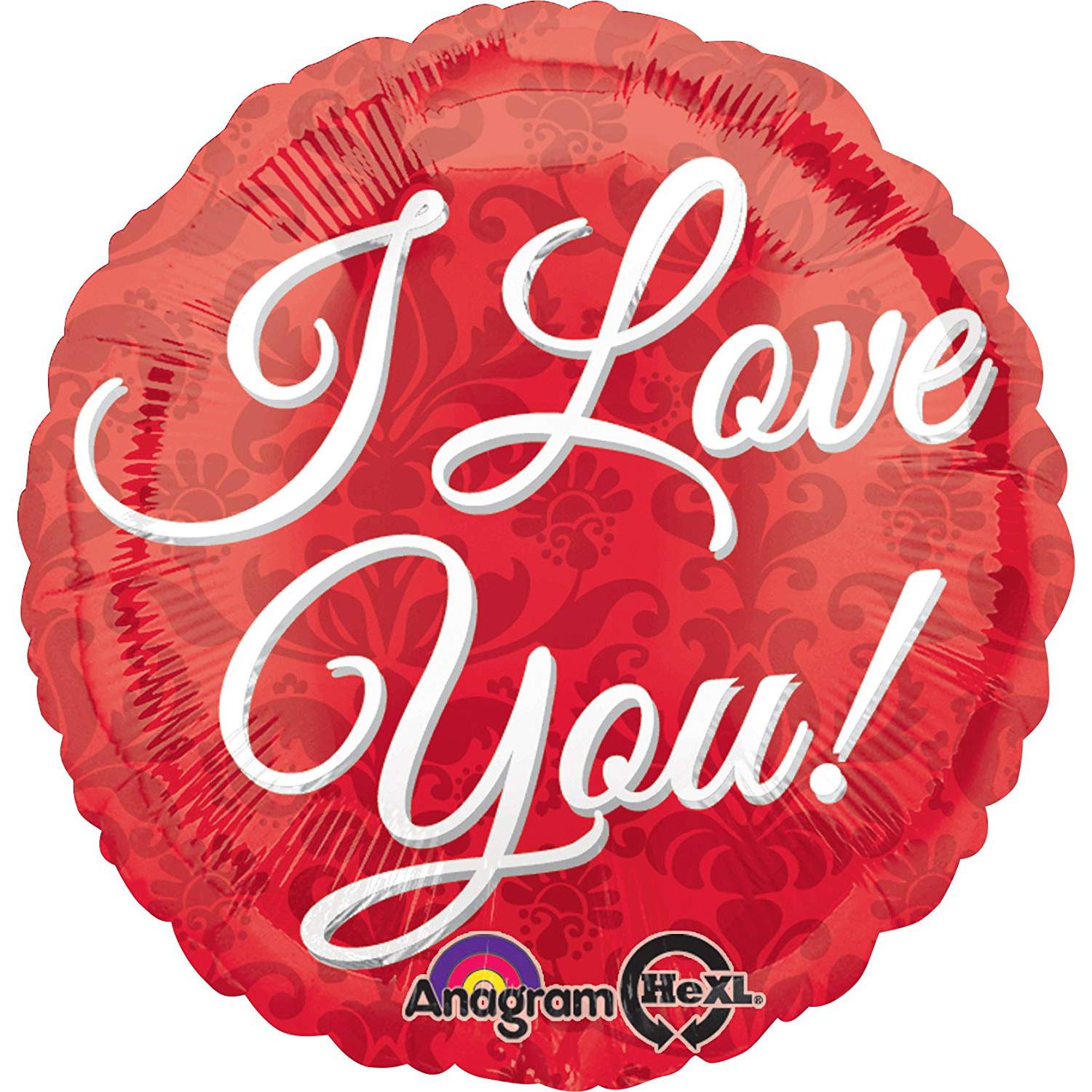 I Love You Red Damask Balloon 18in Balloons & Streamers - Party Centre - Party Centre
