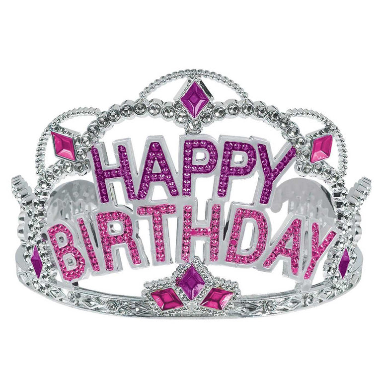 Happy Birthday Tiara Gem 3.5 x 4.5in Costumes & Apparel - Party Centre