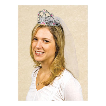 Tiara With Veil Bachelorette Costumes & Apparel - Party Centre - Party Centre
