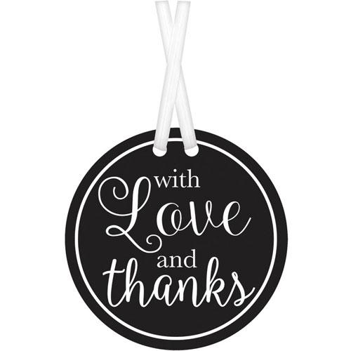 With Love And Thanks Black Tags 2in, 25pcs Favours - Party Centre - Party Centre