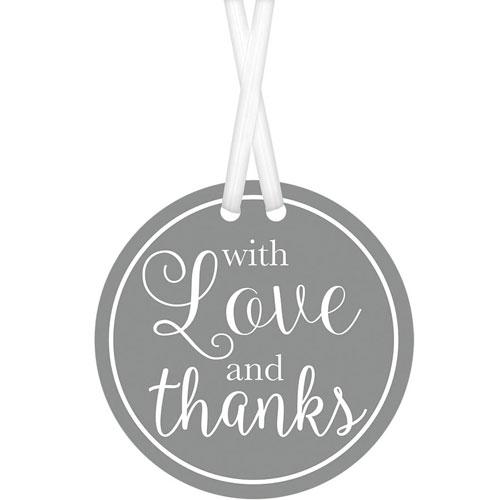 With Love And Thanks Silver Tags 2in, 25pcs Favours - Party Centre - Party Centre
