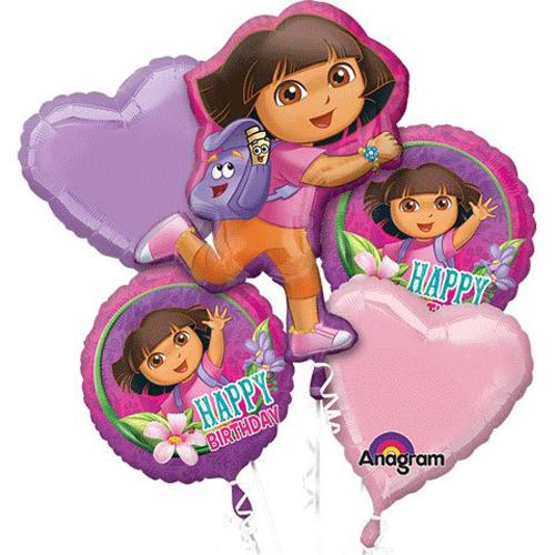 Dora The Explorer Birthday Balloon Bouquet 5ct Balloons & Streamers - Party Centre - Party Centre