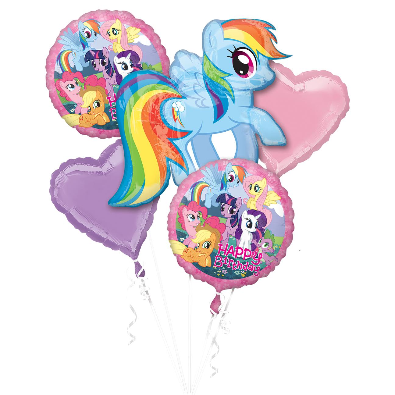 My Little Pony Birthday Balloon Bouquet 5ct Balloons & Streamers - Party Centre - Party Centre