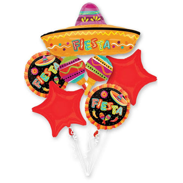 Fiesta Fun Balloon Bouquet 5pcs Balloons & Streamers - Party Centre - Party Centre