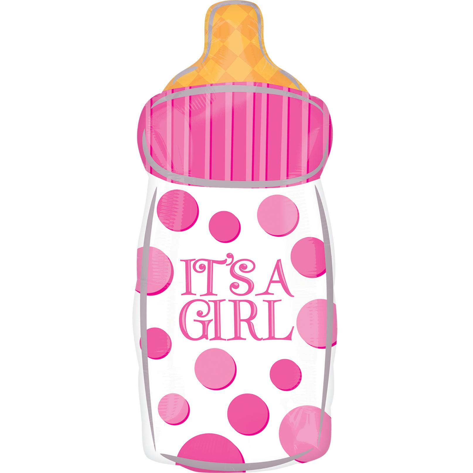 It's A Girl Baby Bottle Junior Shape Foil Balloon Balloons & Streamers - Party Centre - Party Centre