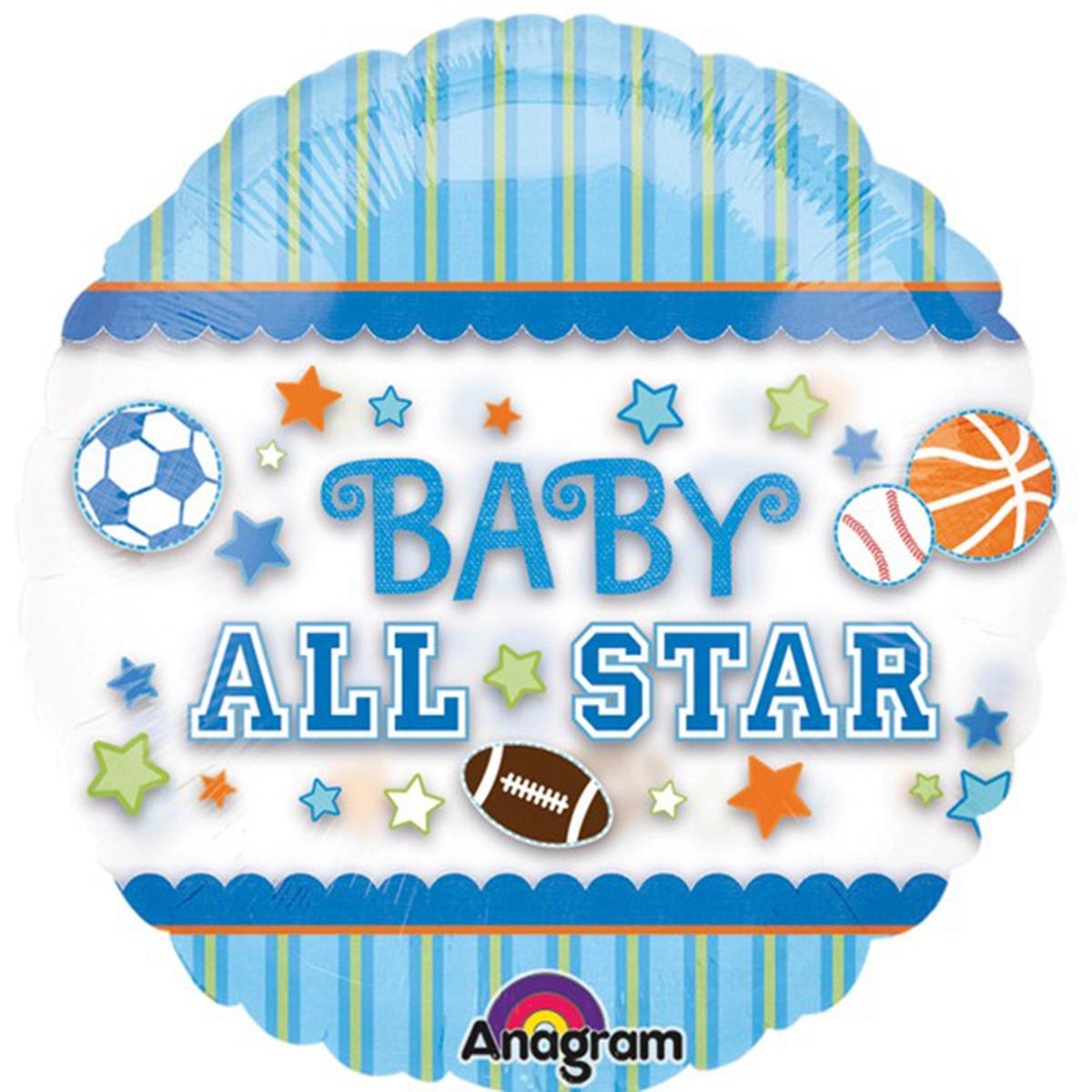 Baby Boy All Star See-Thru Balloon 26in Balloons & Streamers - Party Centre - Party Centre