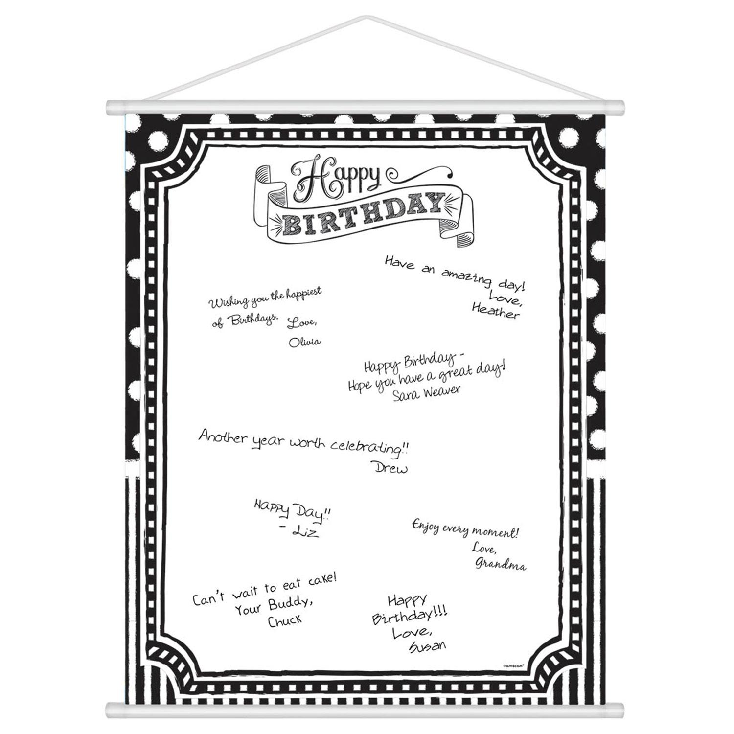 Black and White Happy Birthday Scroll Sign in Sheet Favours - Party Centre - Party Centre