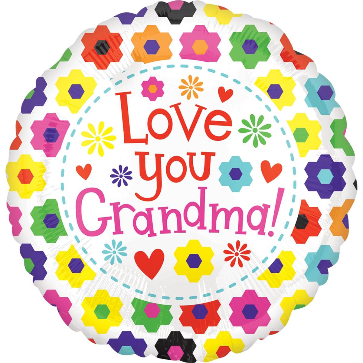Love You Grandma Flowers Foil Balloon Balloons & Streamers - Party Centre - Party Centre