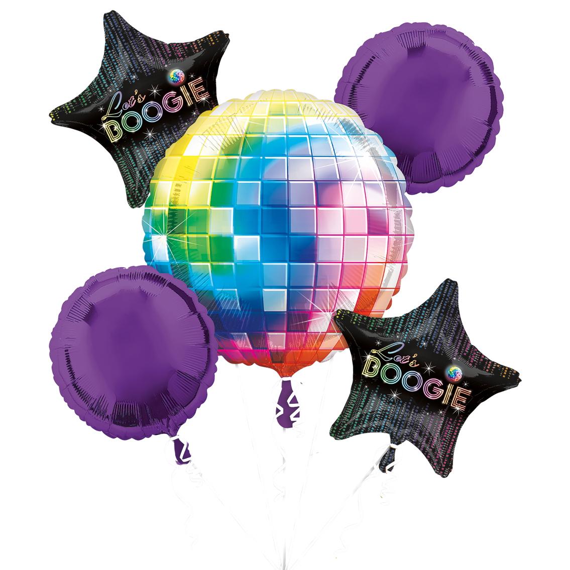 70`s Disco Fever Balloon Bouquet 5ct Balloons & Streamers - Party Centre - Party Centre