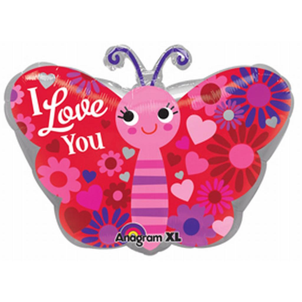 Love You Butterfly Junior Shape Foil Balloon Balloons & Streamers - Party Centre - Party Centre