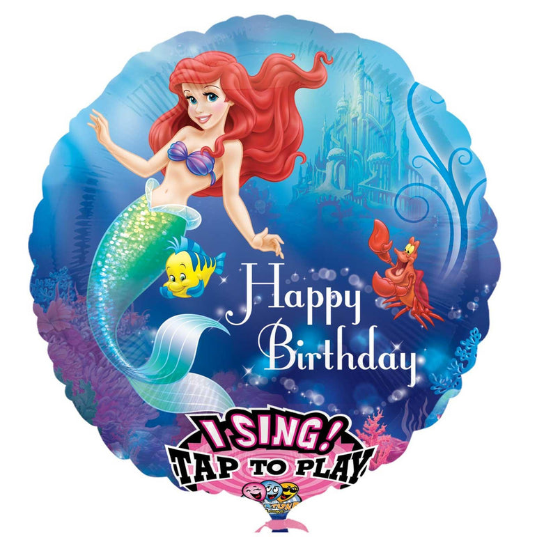 Little Mermaid Birthday Singing Balloon 28in Balloons & Streamers - Party Centre