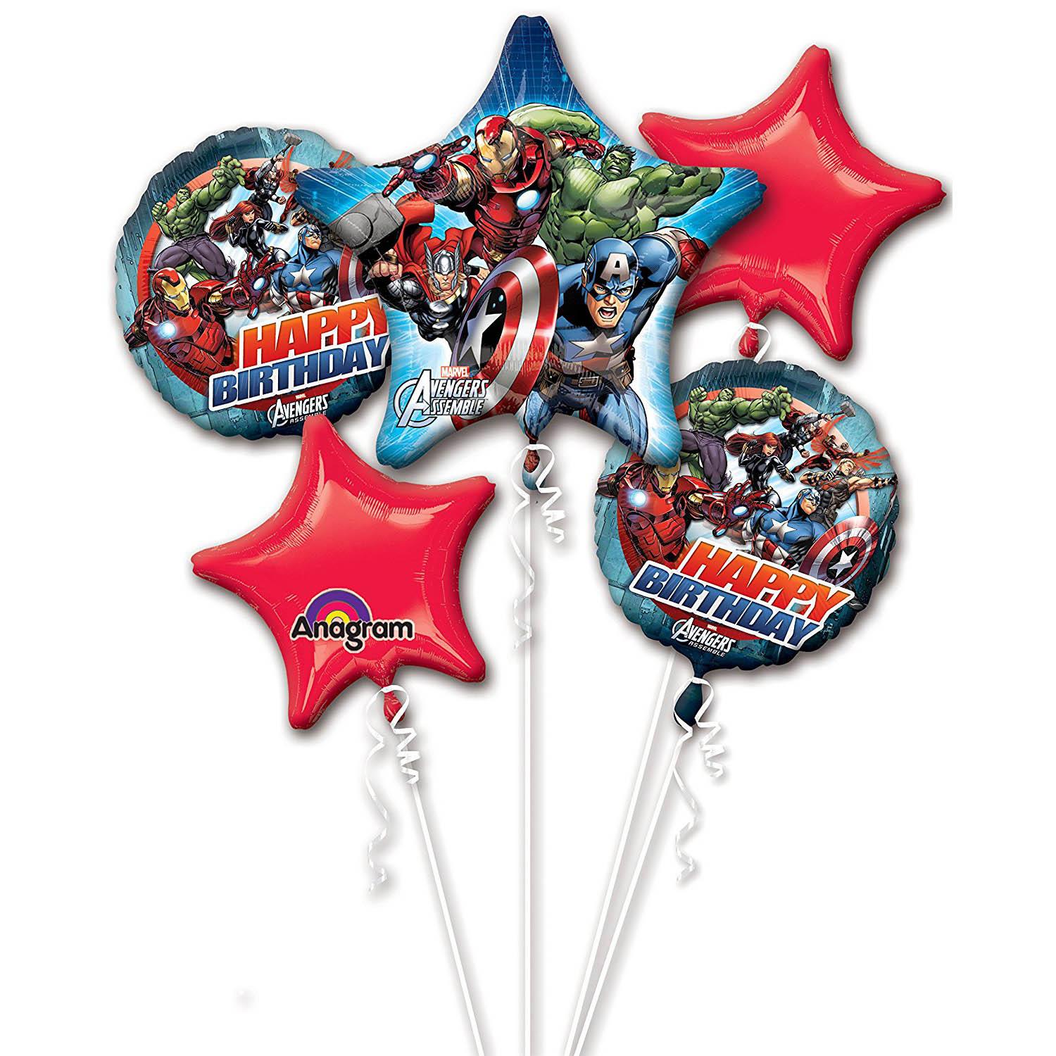 Avengers Assemble Balloon Bouquet 5ct Balloons & Streamers - Party Centre - Party Centre