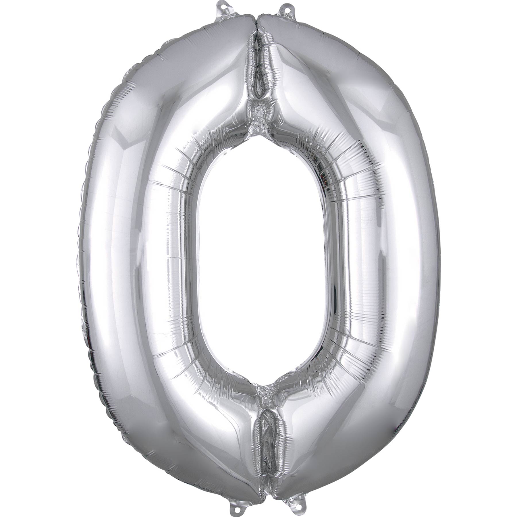 Silver Number 0 SuperShape Balloon 66x35cm - Party Centre