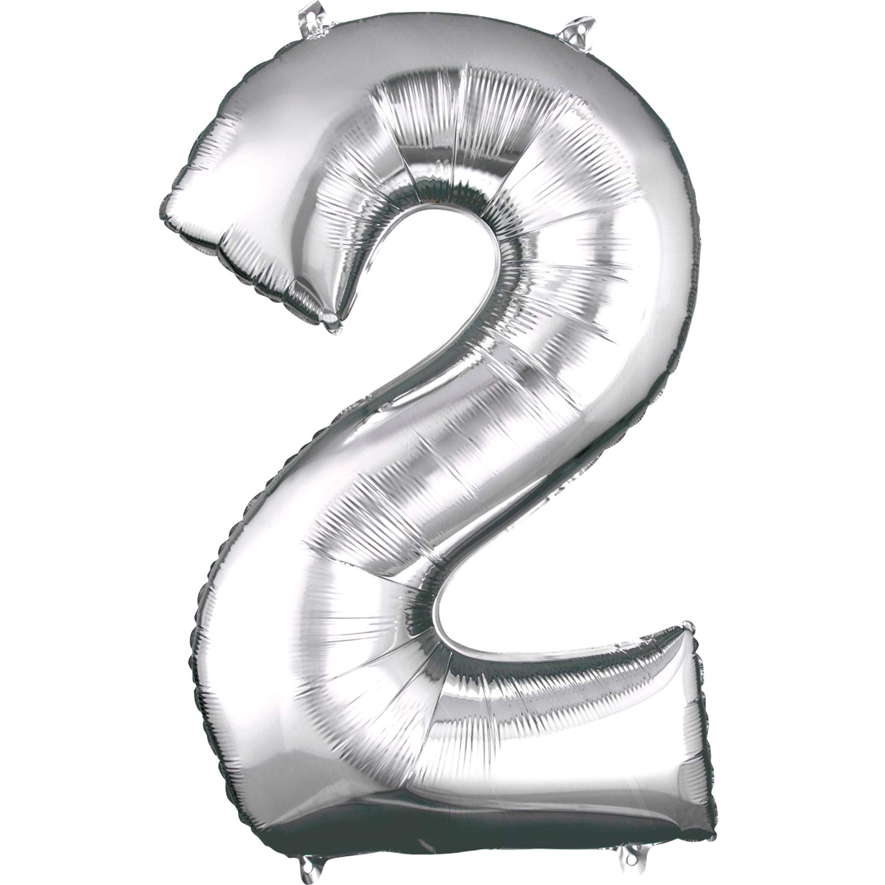 Silver Number 2 SuperShape Foil Balloon 55x83cm - Party Centre