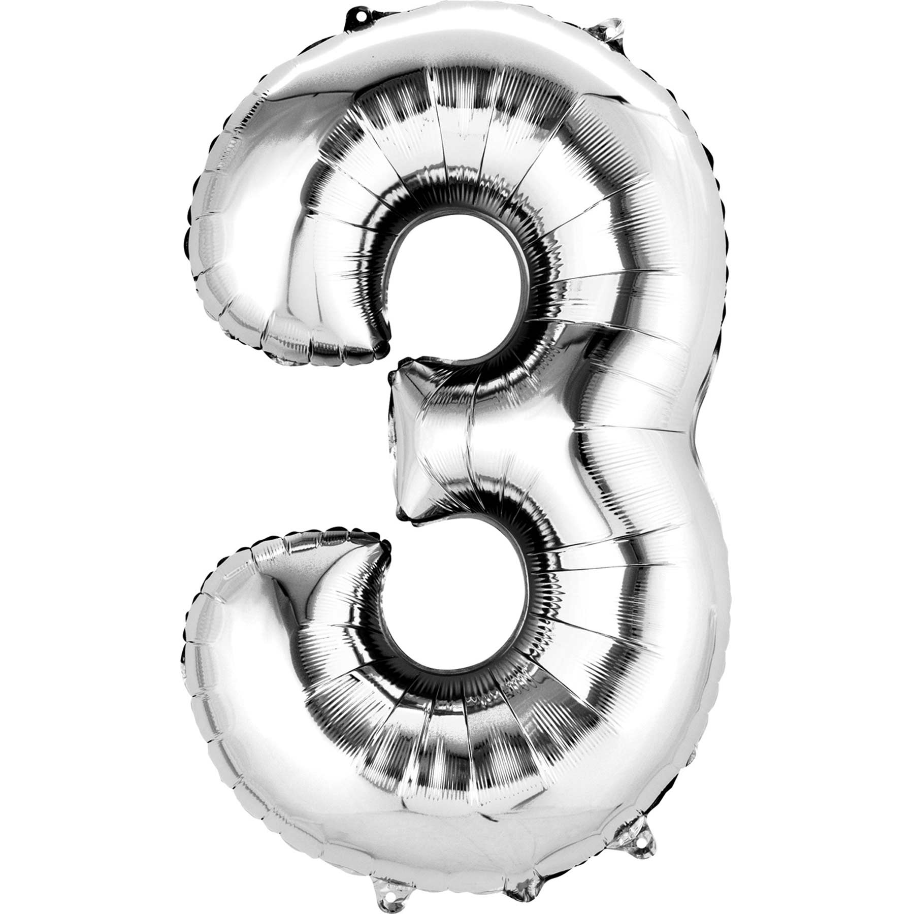Silver Number 3 SuperShape Foil Balloon 55x86cm - Party Centre