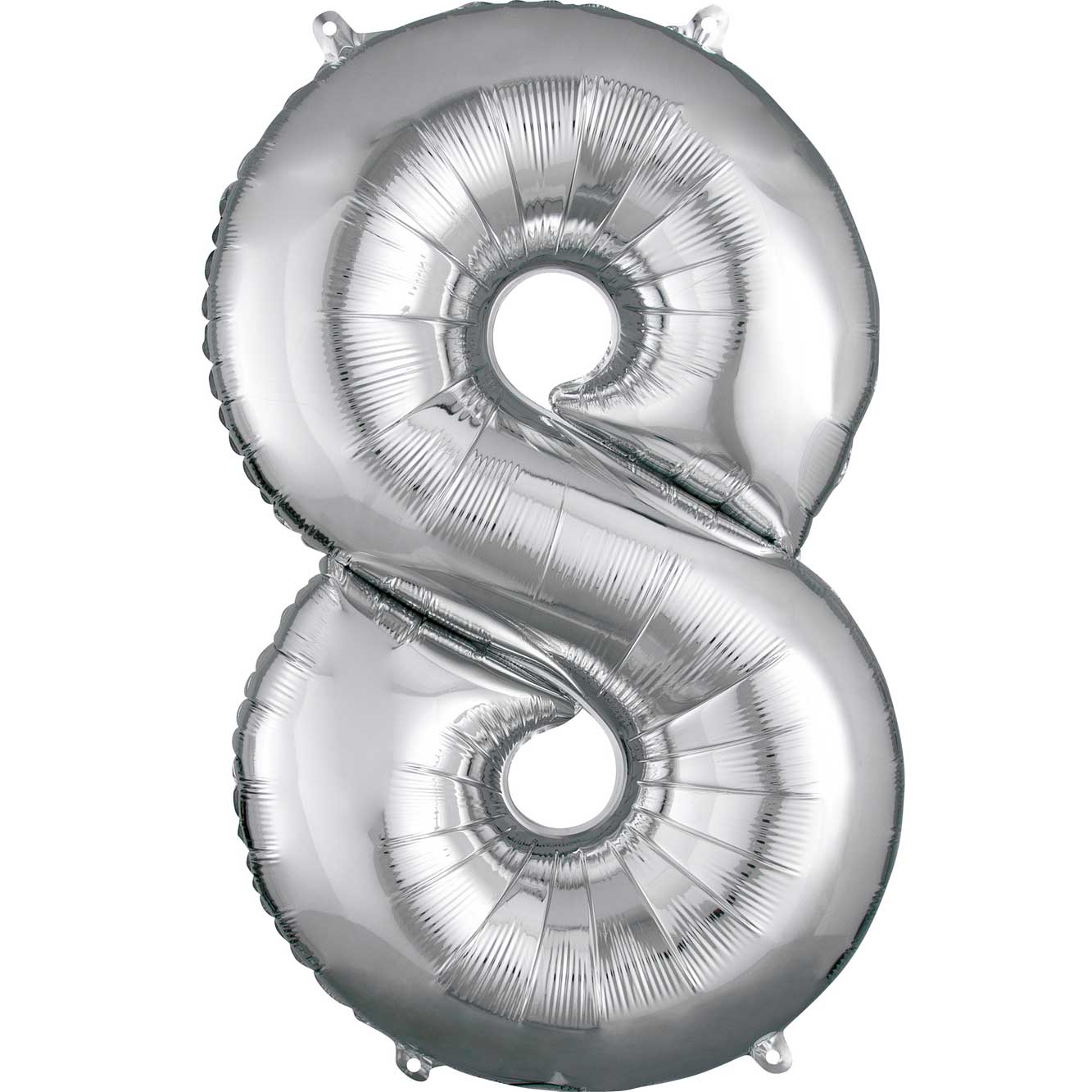Silver Number 8 SuperShape Foil Balloon 55x88cm - Party Centre